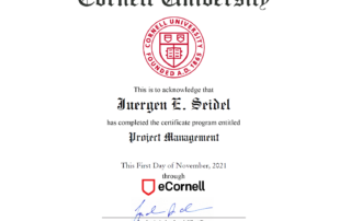 Cornell PMP training and certification for the industries process